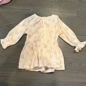 Gerber Cream Ribbed Baby Dress with Apple Print